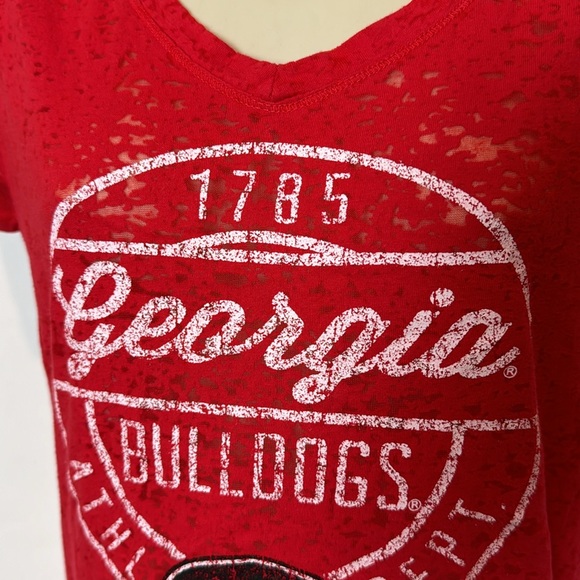 Georgia GA Bulldogs Semi Sheer Red T Shirt, Jr Lg - Picture 2 of 4